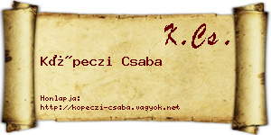 Köpeczi Csaba névjegykártya